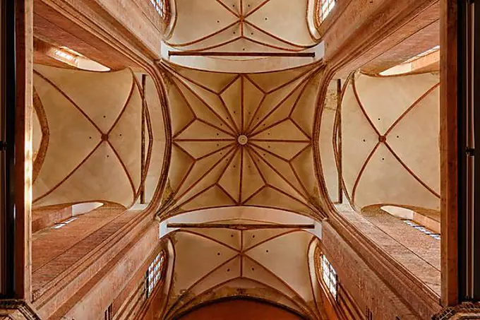 Star vault above the crossing of the Georgenkirche, Old Town Hanseatic City of Wismar, Mecklenburg-Western Pomerania, Germany, Europe