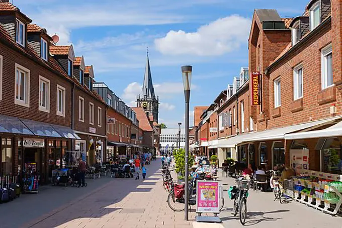 Pedestrian zone of the city of Ahaus, Muensterland, Westphalia, North Rhine-Westphalia, Germany, Europe