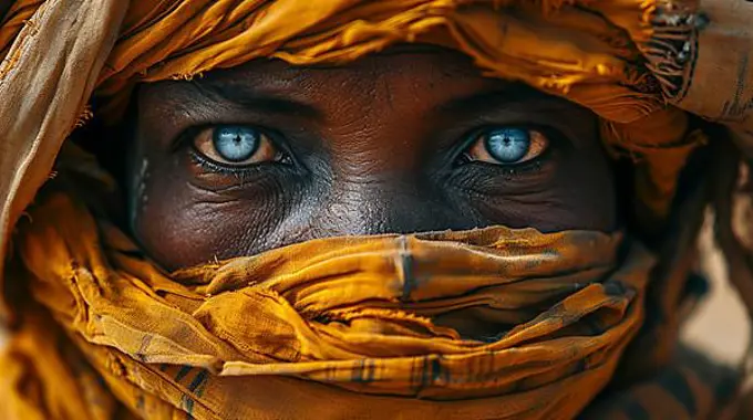 Member of North African from Tuareg tribe in traditional clothing, ai generated, AI generated