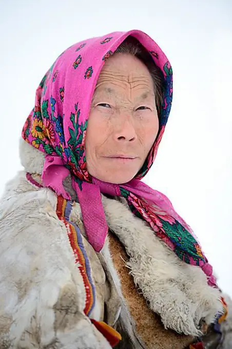 Tatiana Salinder, portrait of Nenets herder woman, Yar-Sale district, Yamal, Northwest Siberia, Russia, Europe