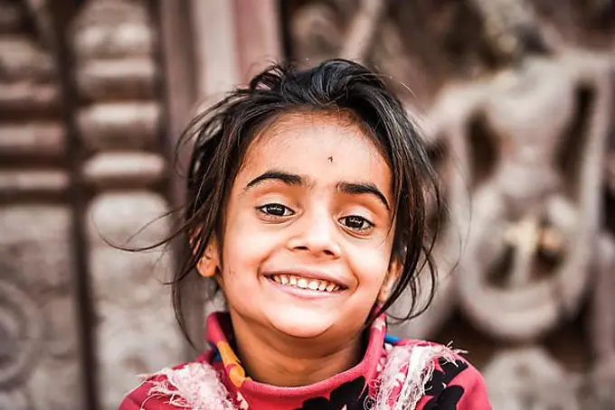 Laughing little girl, girl, Nepal, Asia