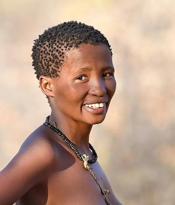 San Woman, Bushman tribe, portrait, Kalahari, Namibia, Africa