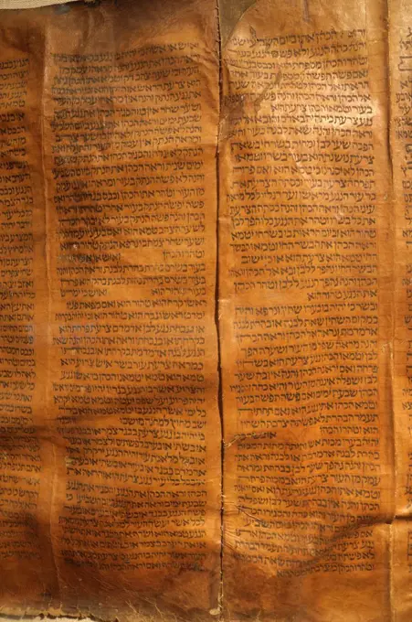 Torah scroll with Hebrew writing, Israel, Middle East