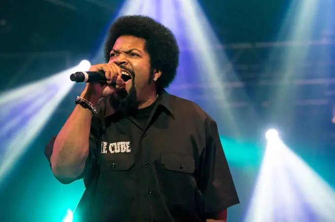 African-American rap musician Ice Cube performing live at Heitere Open Air Zofingen, Aargau, Switzerland, Europe