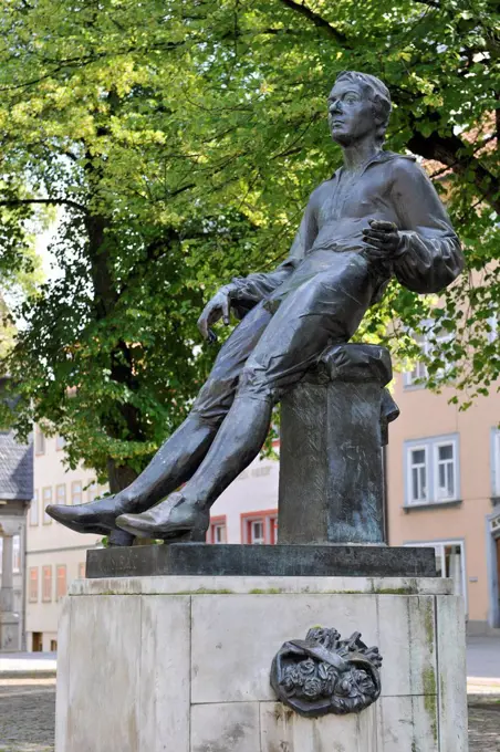 Johann Sebastian Bach memorial in Arnstadt on the market square, Arnstadt, Thuringia, Germany, Europe