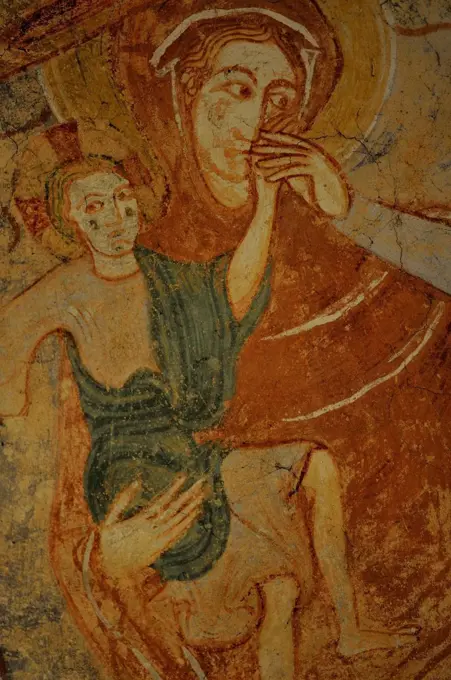 Fresco from the 11th century in the Romanesque Abbey Church of Saint Savin