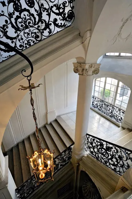 Staircase in the Residenz Eichstaett palace, the former residence of the prince bishop, Eichstaett, Bavaria, Germany, Europe