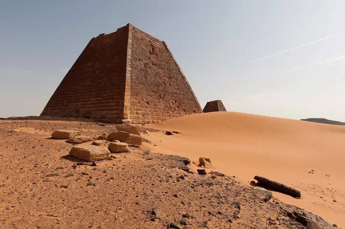 The tomb of Queen Shanakdakhete, pyramids of the north cemetery of Meroe, Nubian Desert, Nubia, Nahr an-Nil, Sudan