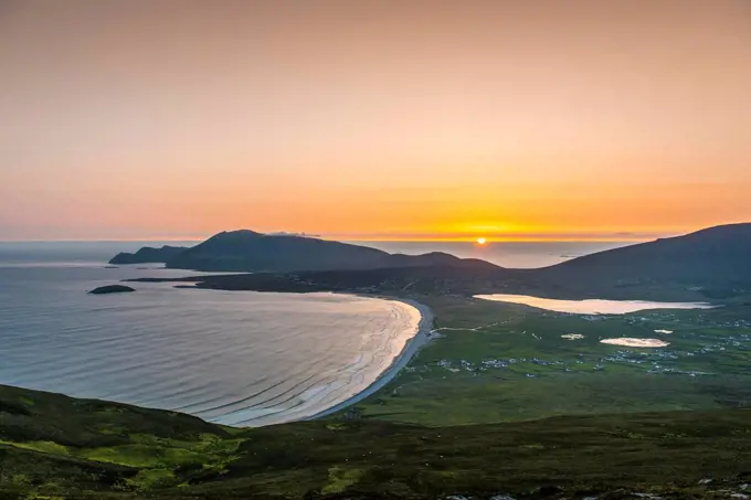 View of the Bay of Keel at sunset, Achill Island, County Mayo, Republic of Ireland