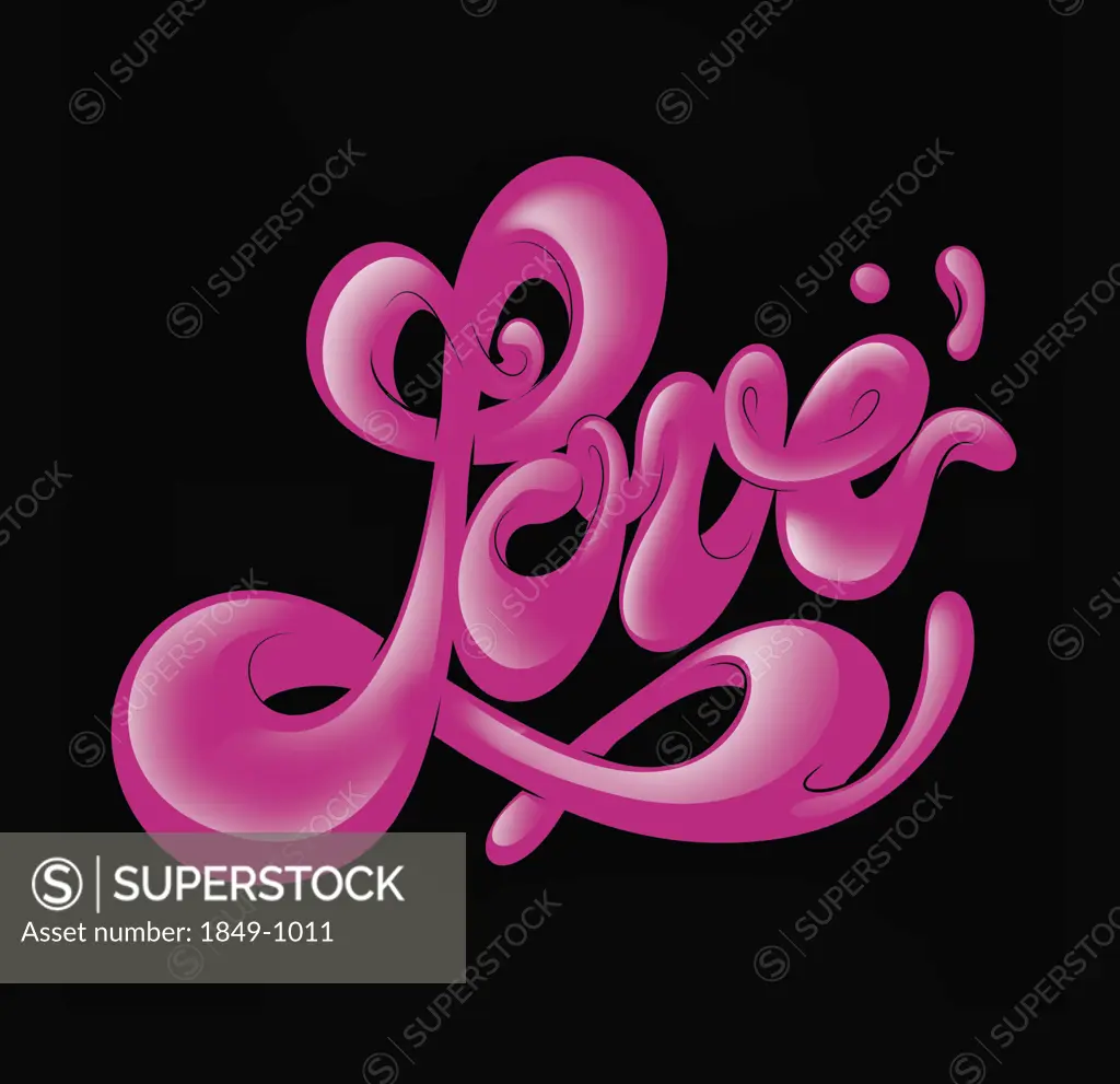 Stylized cursive word 'love'