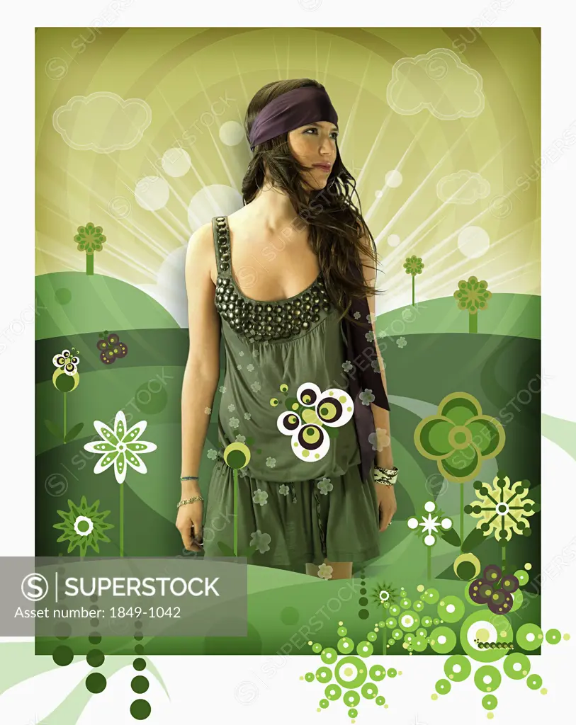 Woman in green field