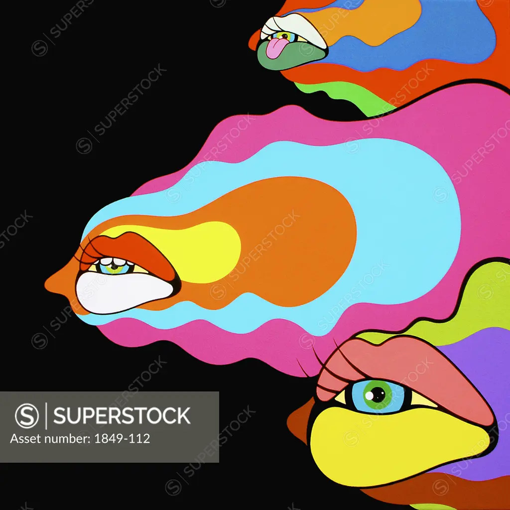Psychedelic mouths and eyes