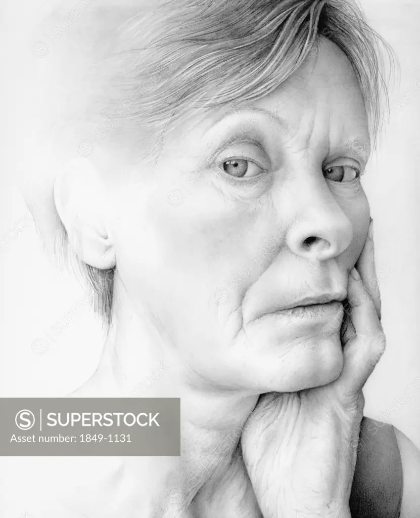 Close up of aging woman