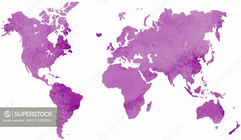 Pink world map on white background