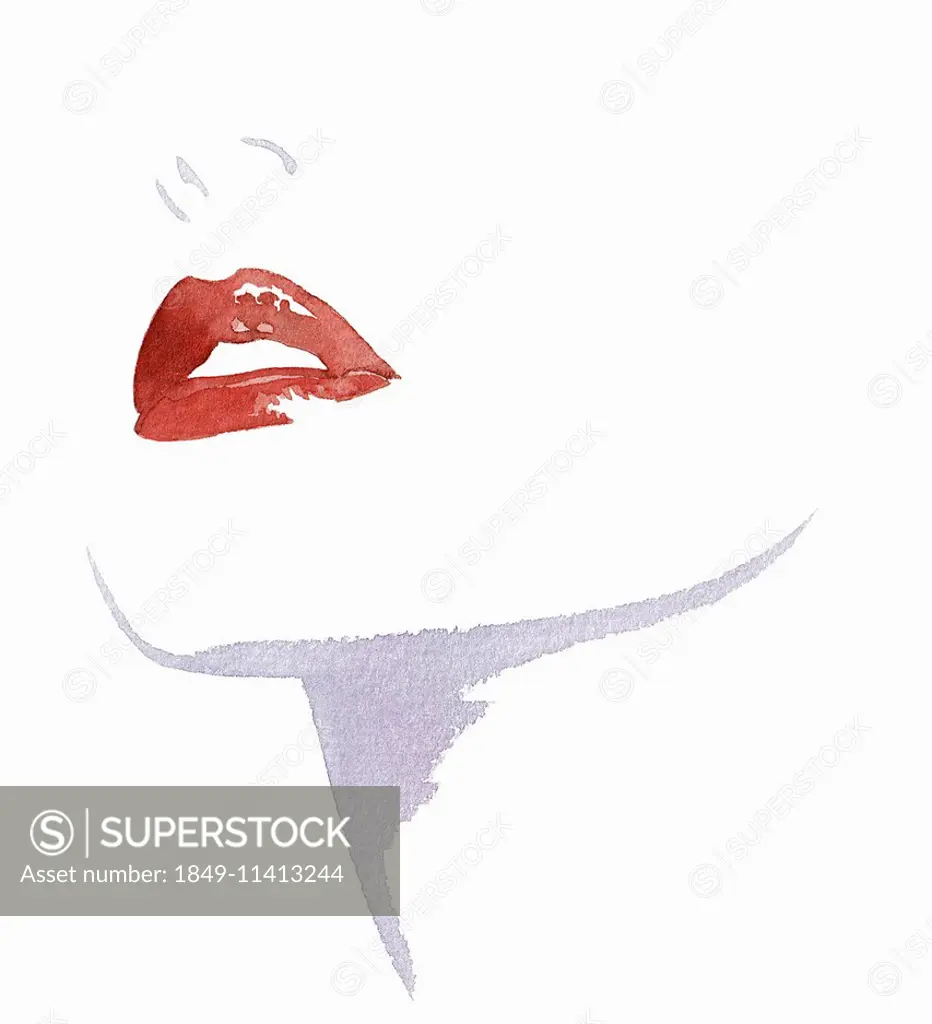 Cropped close up of woman wearing red lipstick