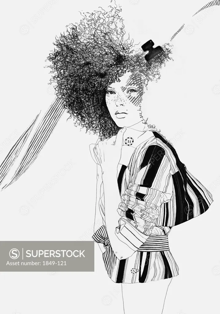 Stylish woman with afro