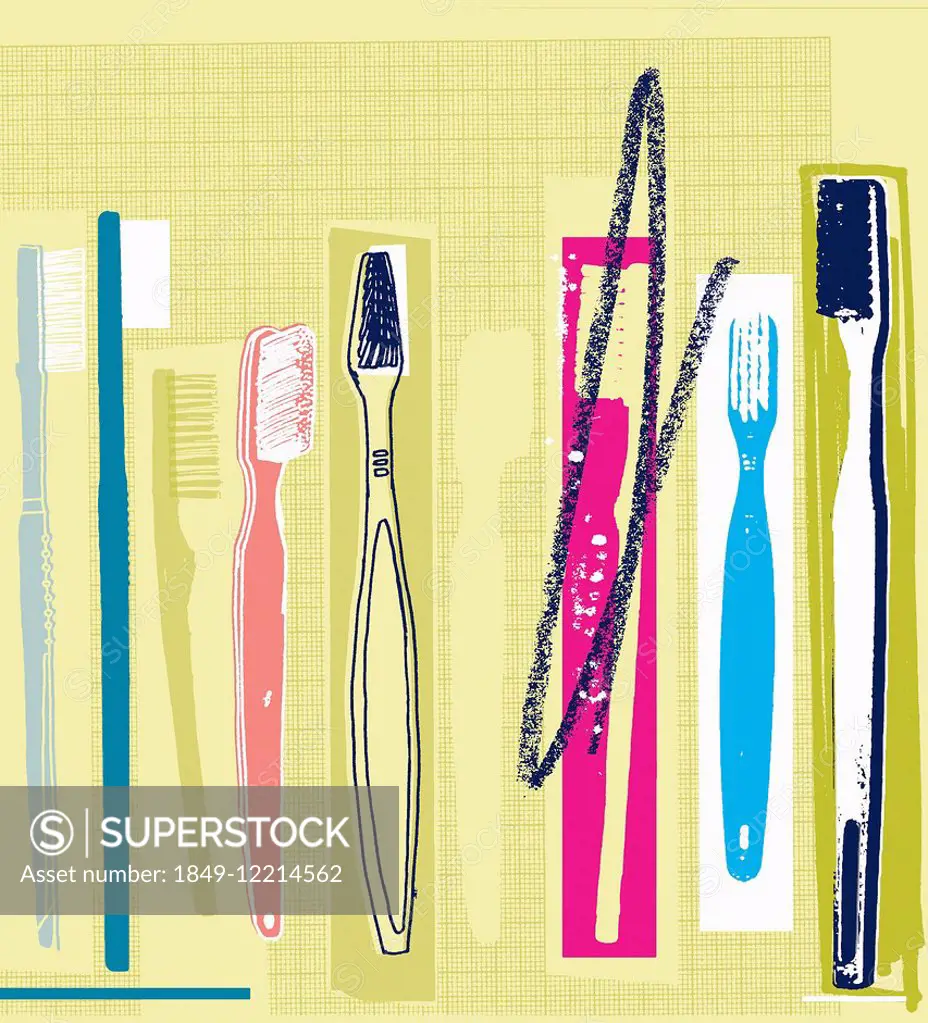 Row of different toothbrushes