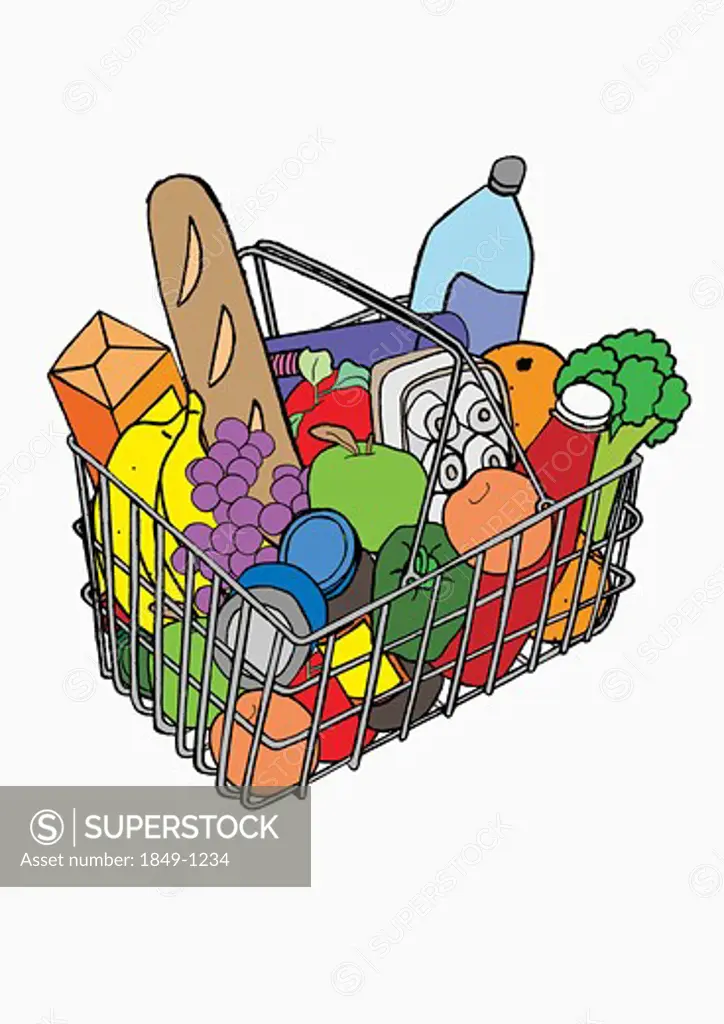 Basket full of groceries