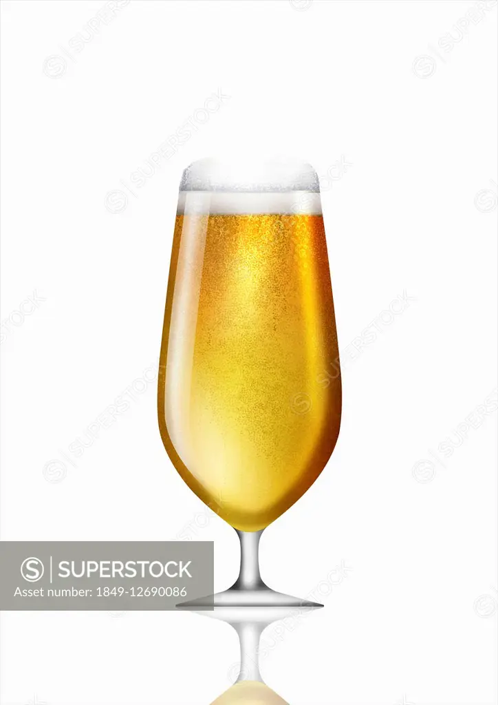 Stemmed glass of lager beer