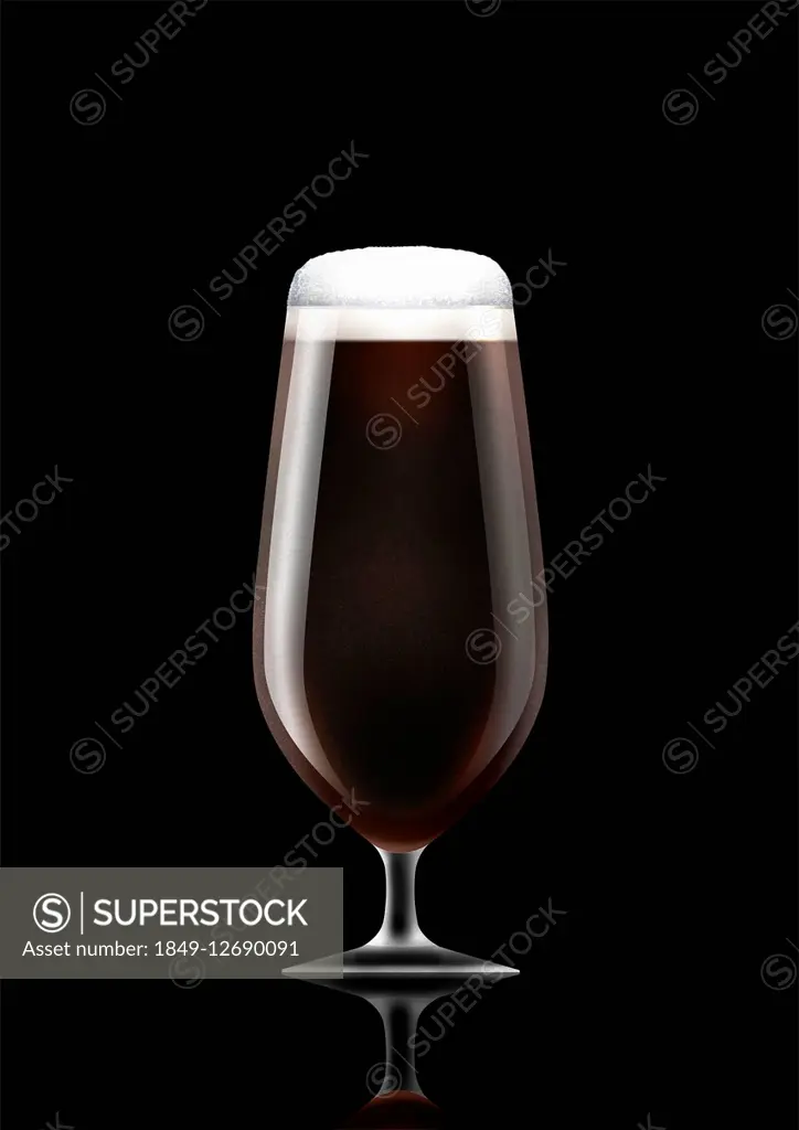 Stemmed glass of stout beer