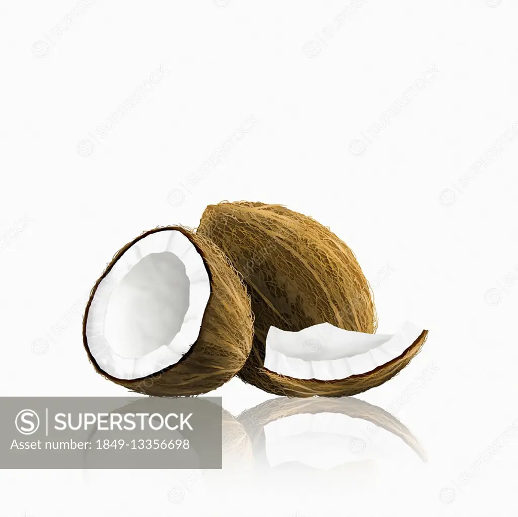 Whole coconut with pieces
