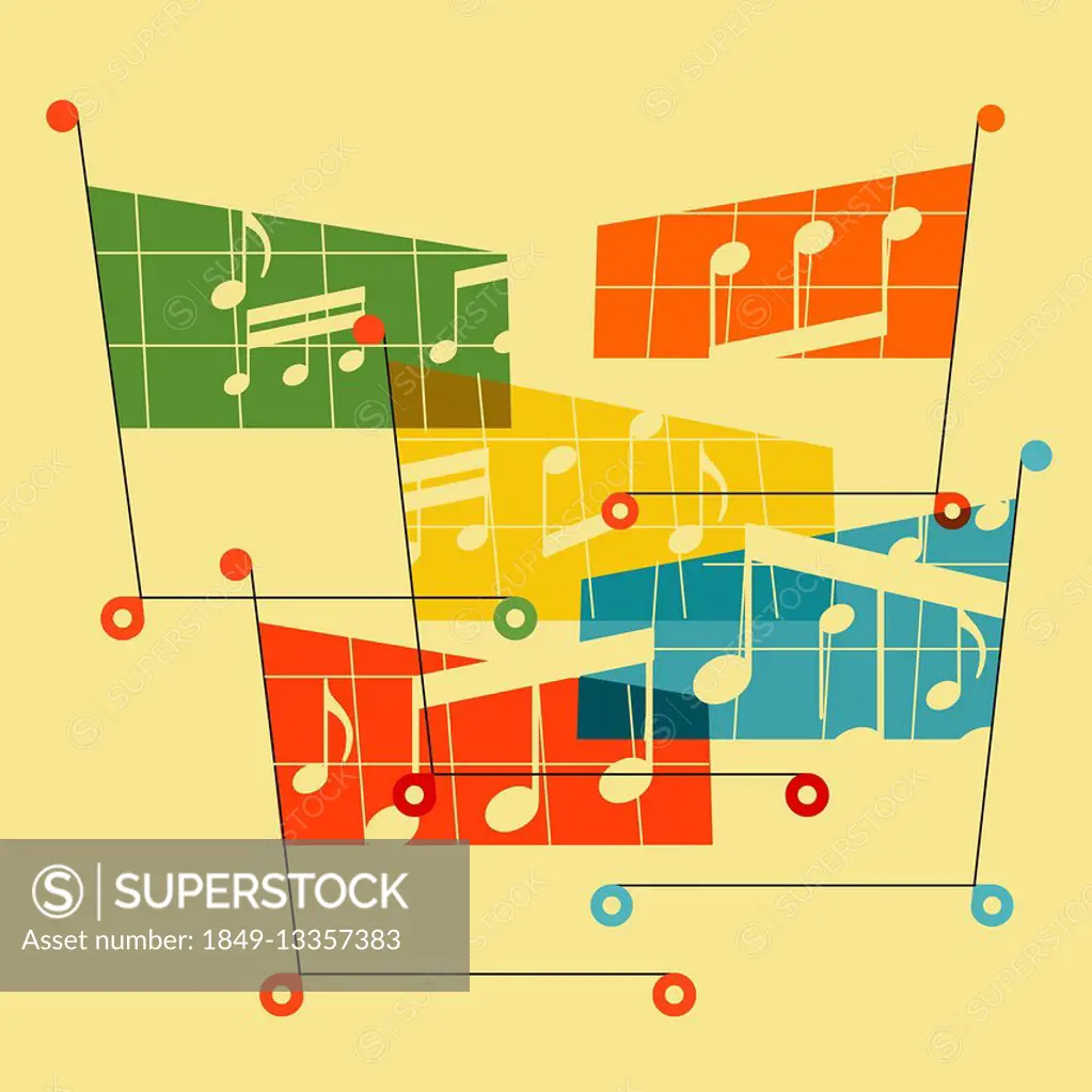 Shopping carts full of musical notes