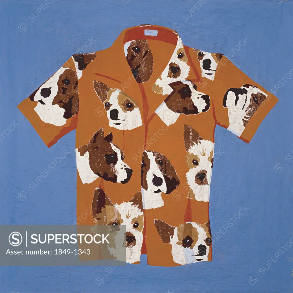 Leisure shirt with dog pattern