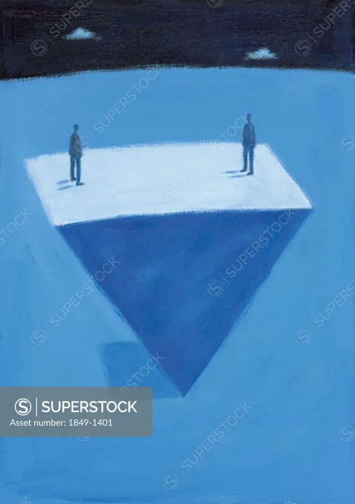 People standing on upside down triangle