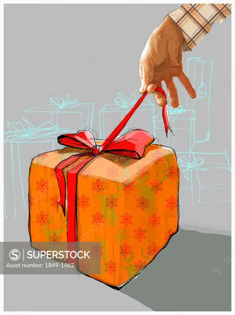 Man opening gift