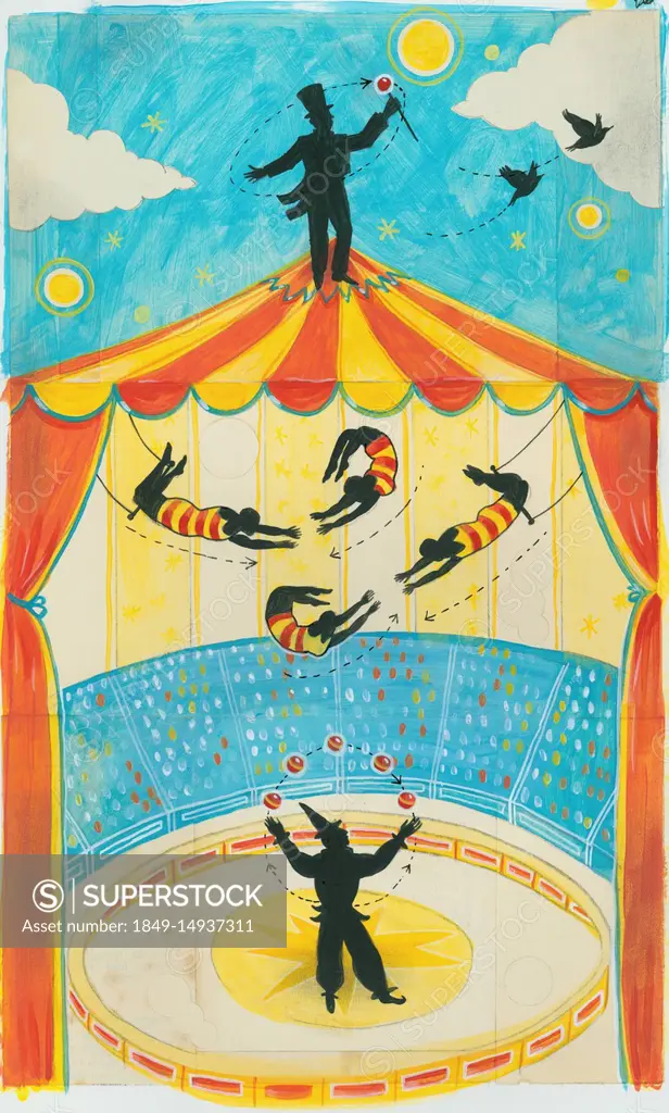 Ringmaster on top of circus performance tent