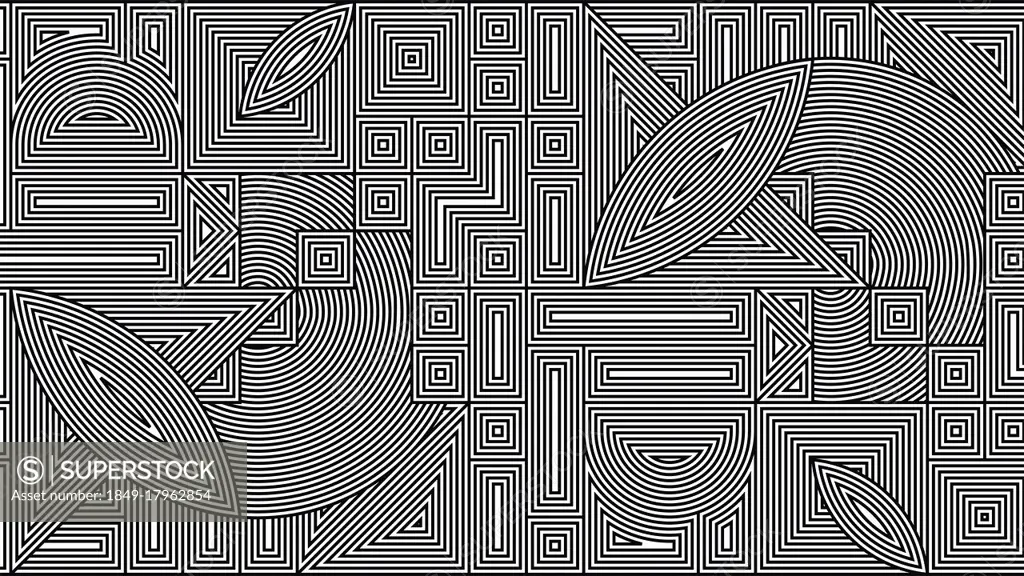 Abstract geometric black and white line pattern
