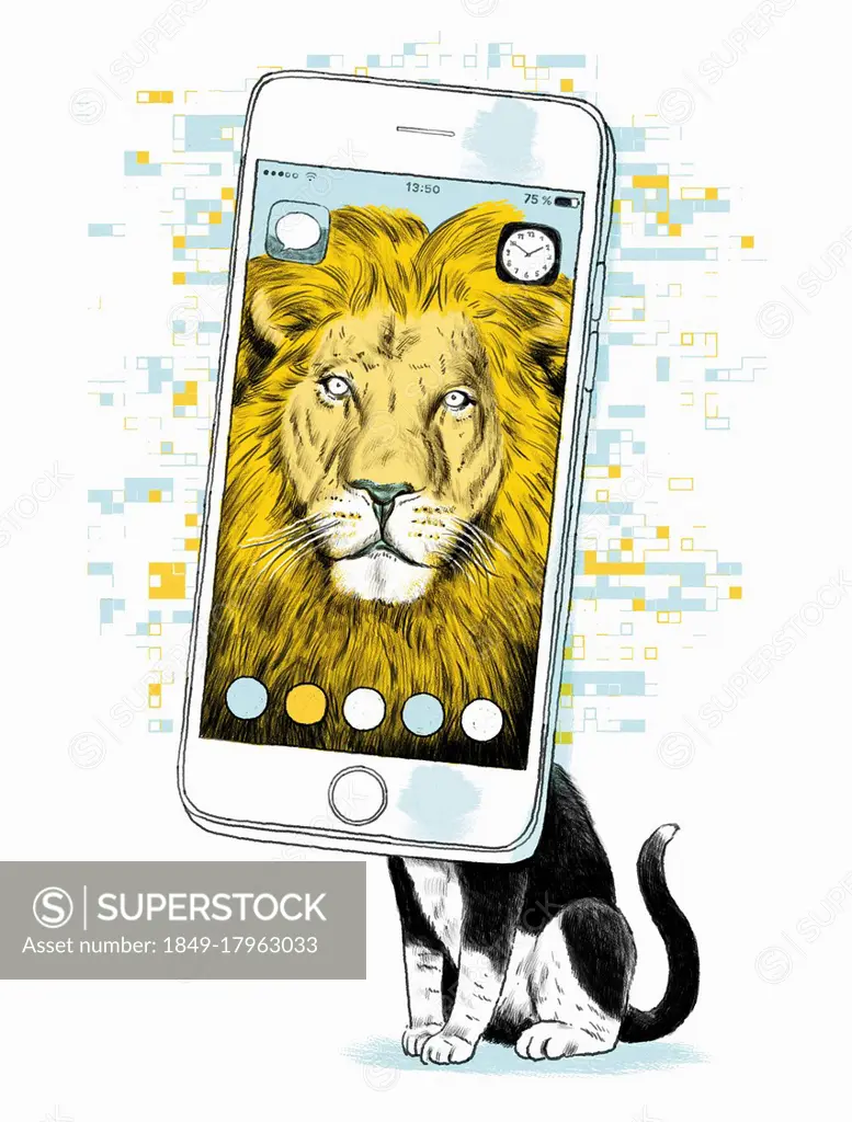 Domestic cat with lion as online profile