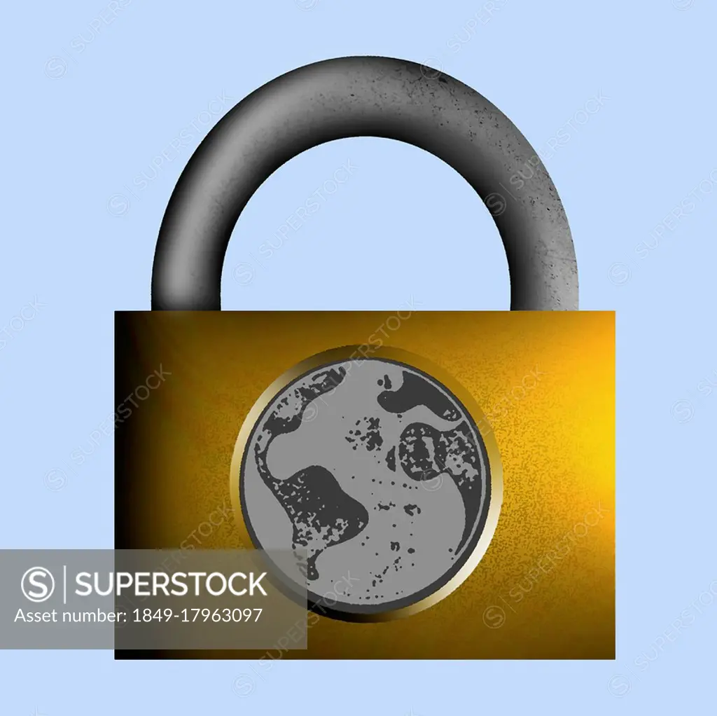 Globe on locked padlock