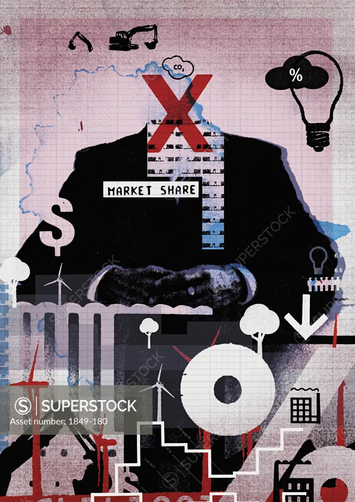 Montage of stock market symbols