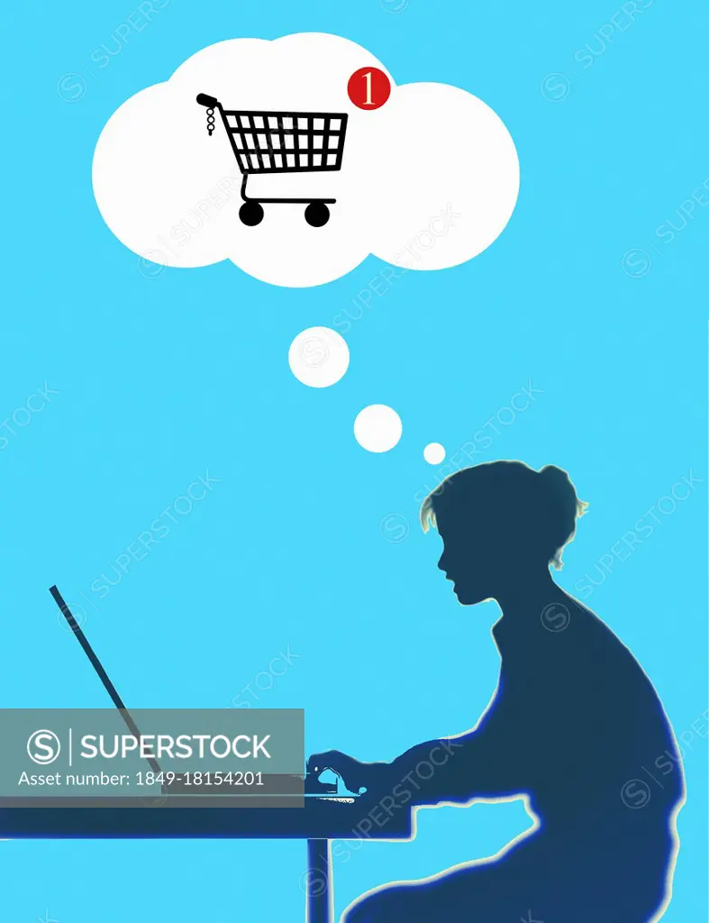 Woman online shopping