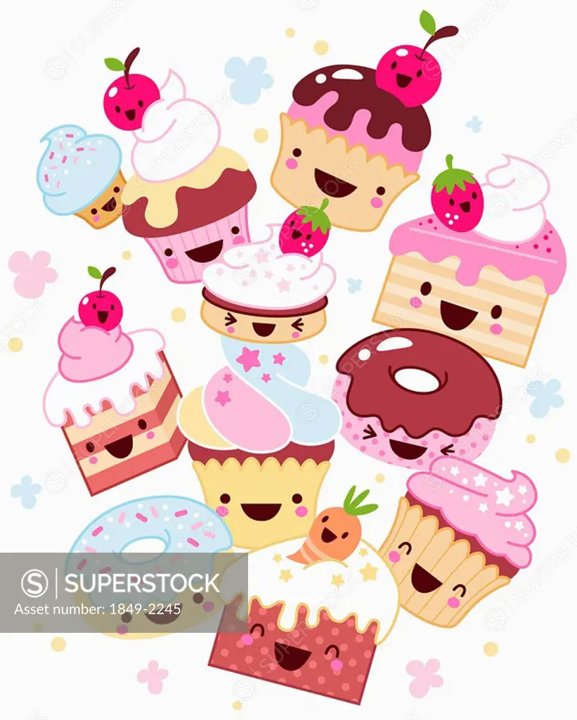 Anthropomorphic cakes, cupcakes and donuts