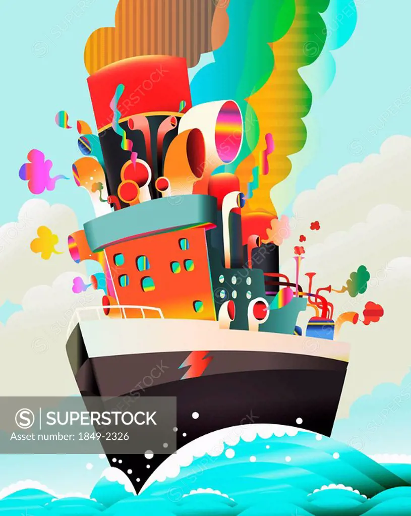 Colorful, psychedelic ship