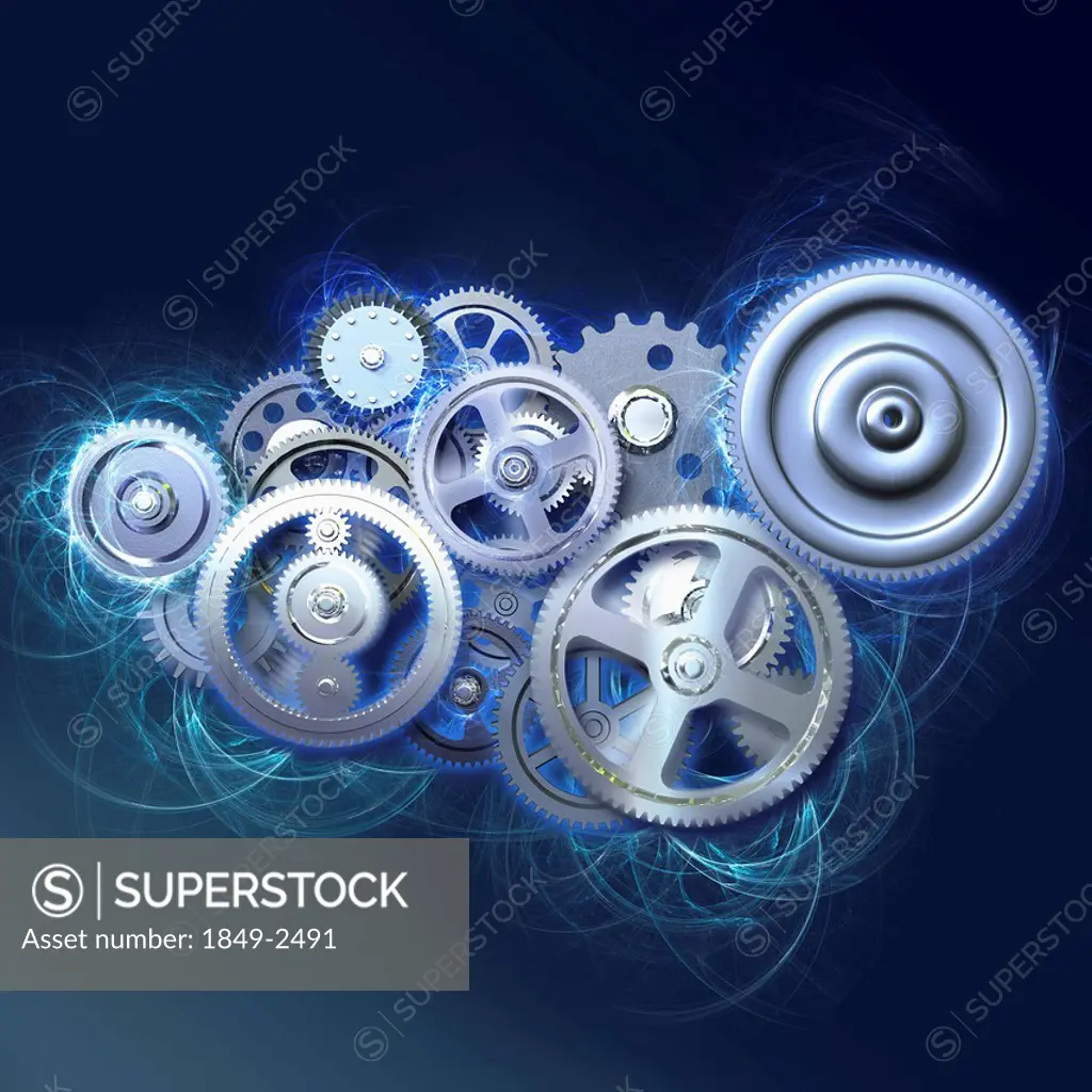 Group of cogs turning together