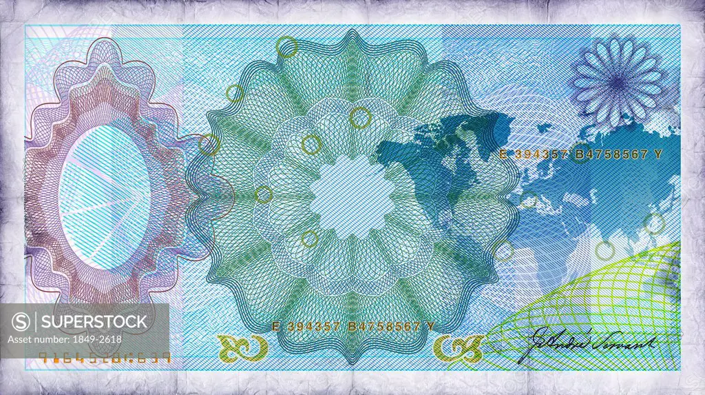Close up of blue bank note