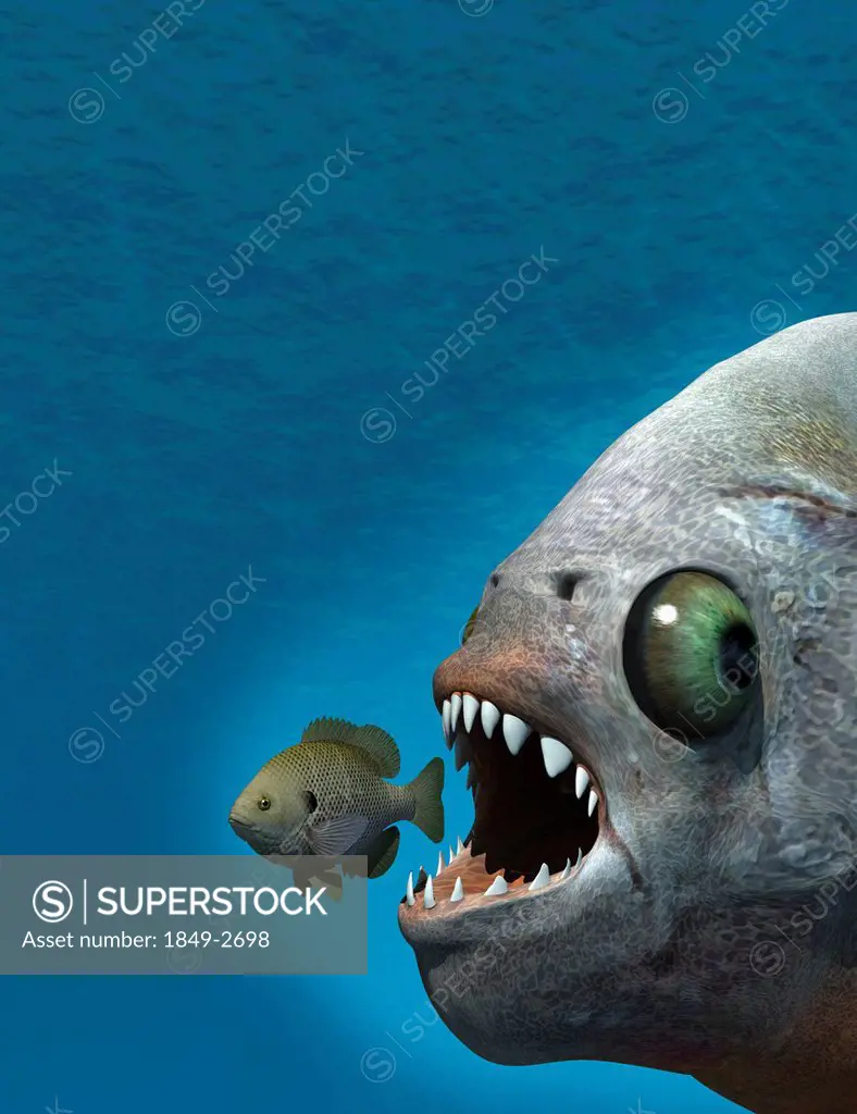 Large fish about to eat small fish
