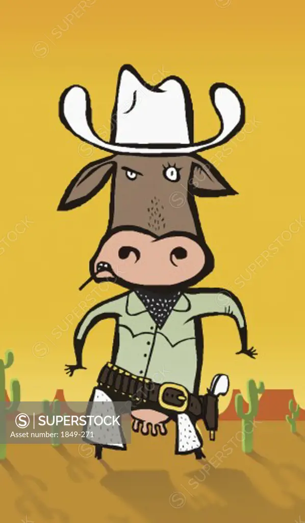 Cow in cowboy outfit