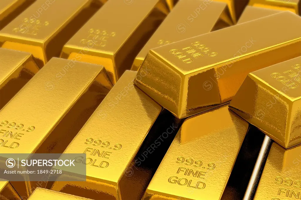 Close up of gold bars