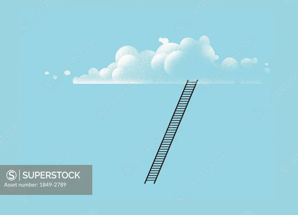 Ladder leaning on cloud