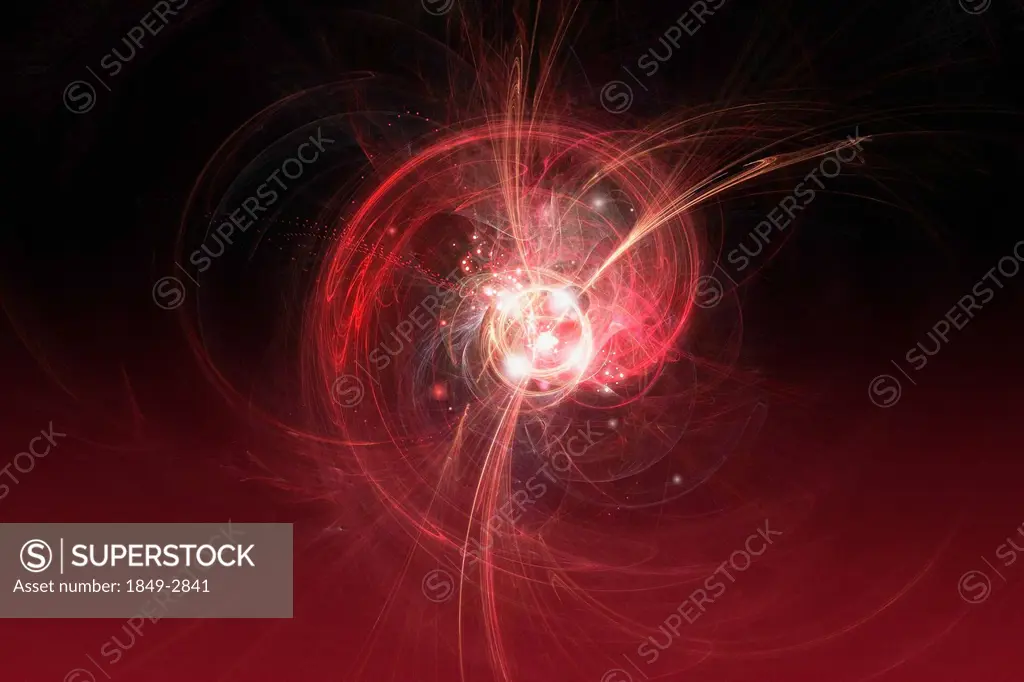 Abstract red electric swirling streaks
