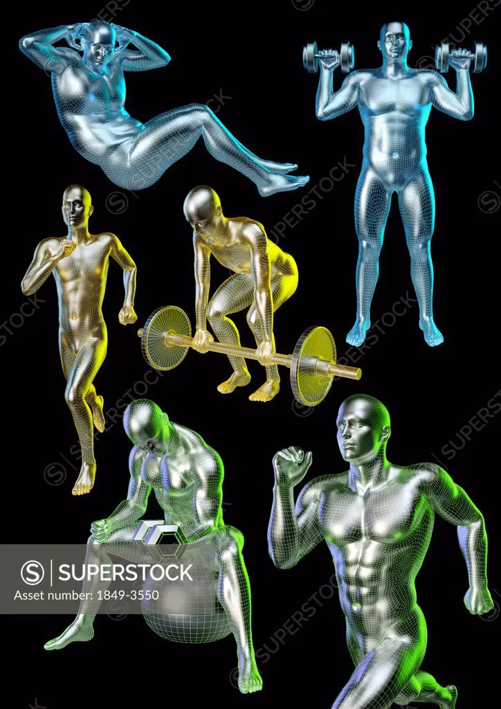 Computer model of man exercising