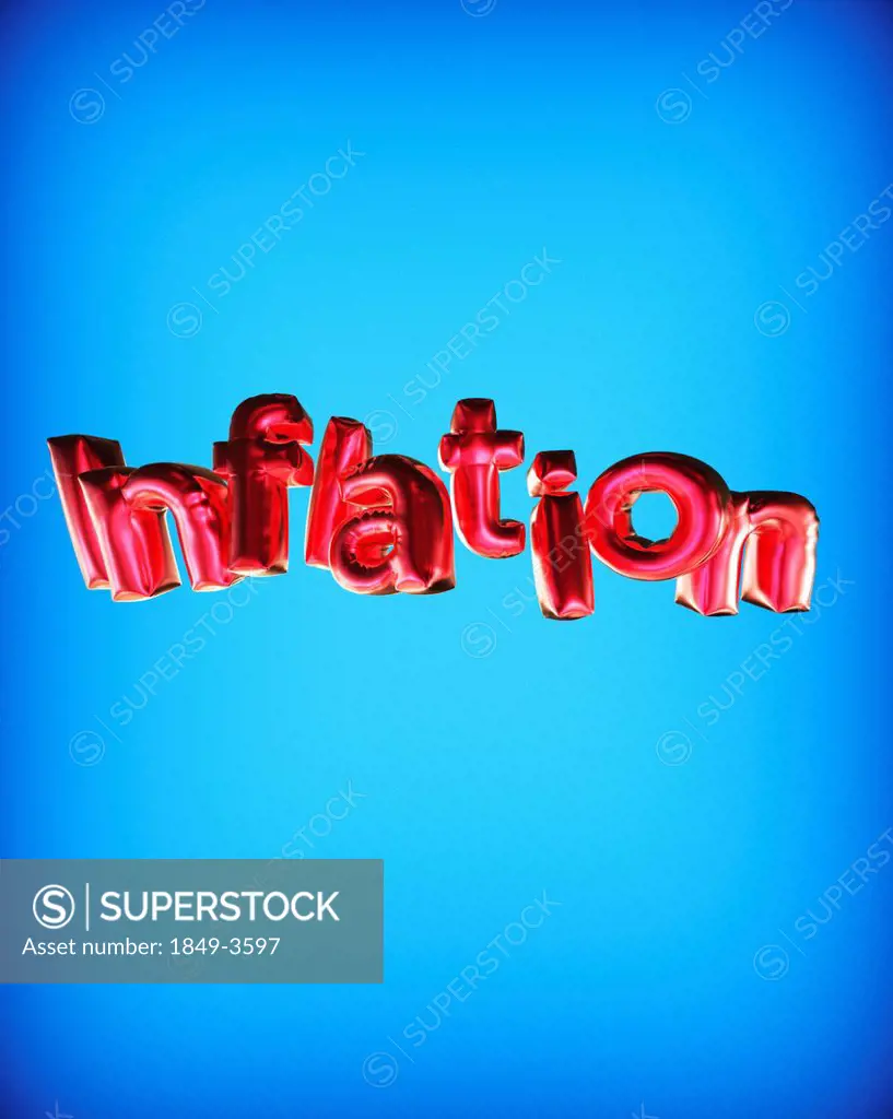 Balloons in letters that spell ´inflation´