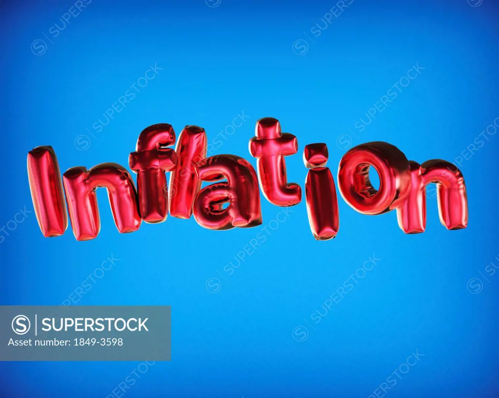 Balloons in letters that spell ´inflation´