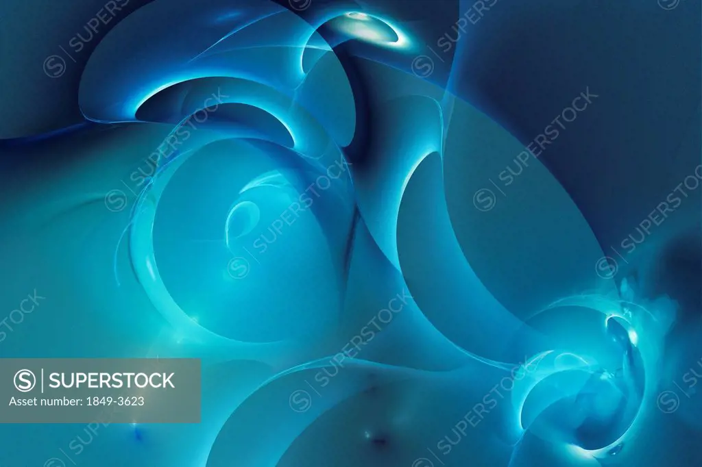 Abstract glowing blue swirls