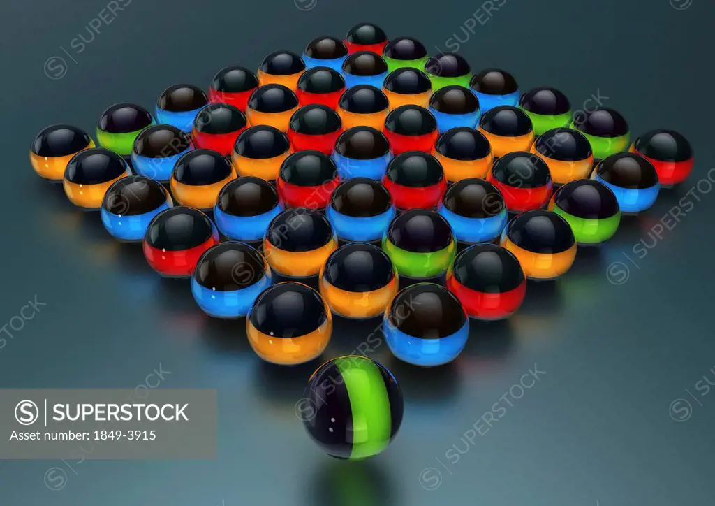 Colorful glowing balls arranged in grid