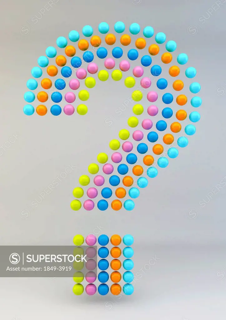 Colorful pastel balls arranged in question mark